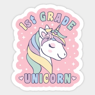 1st Grade Girls 1st Grade Unicorn Sticker